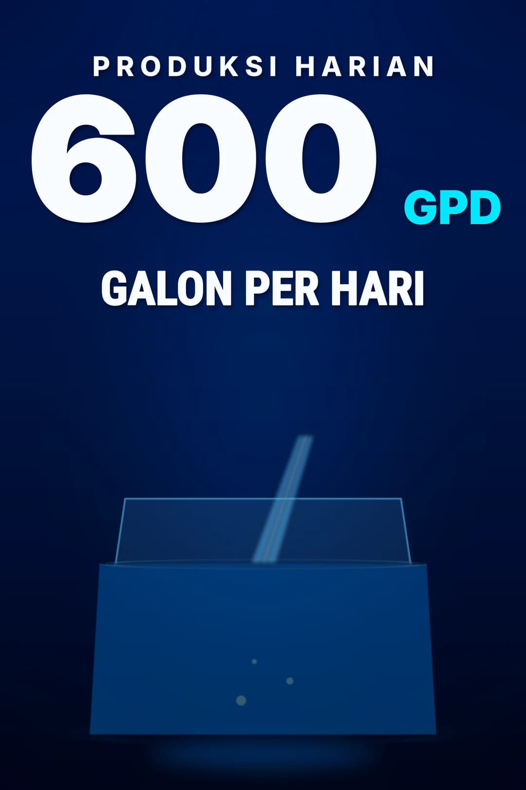 Keluaran air murni 600 GPD.