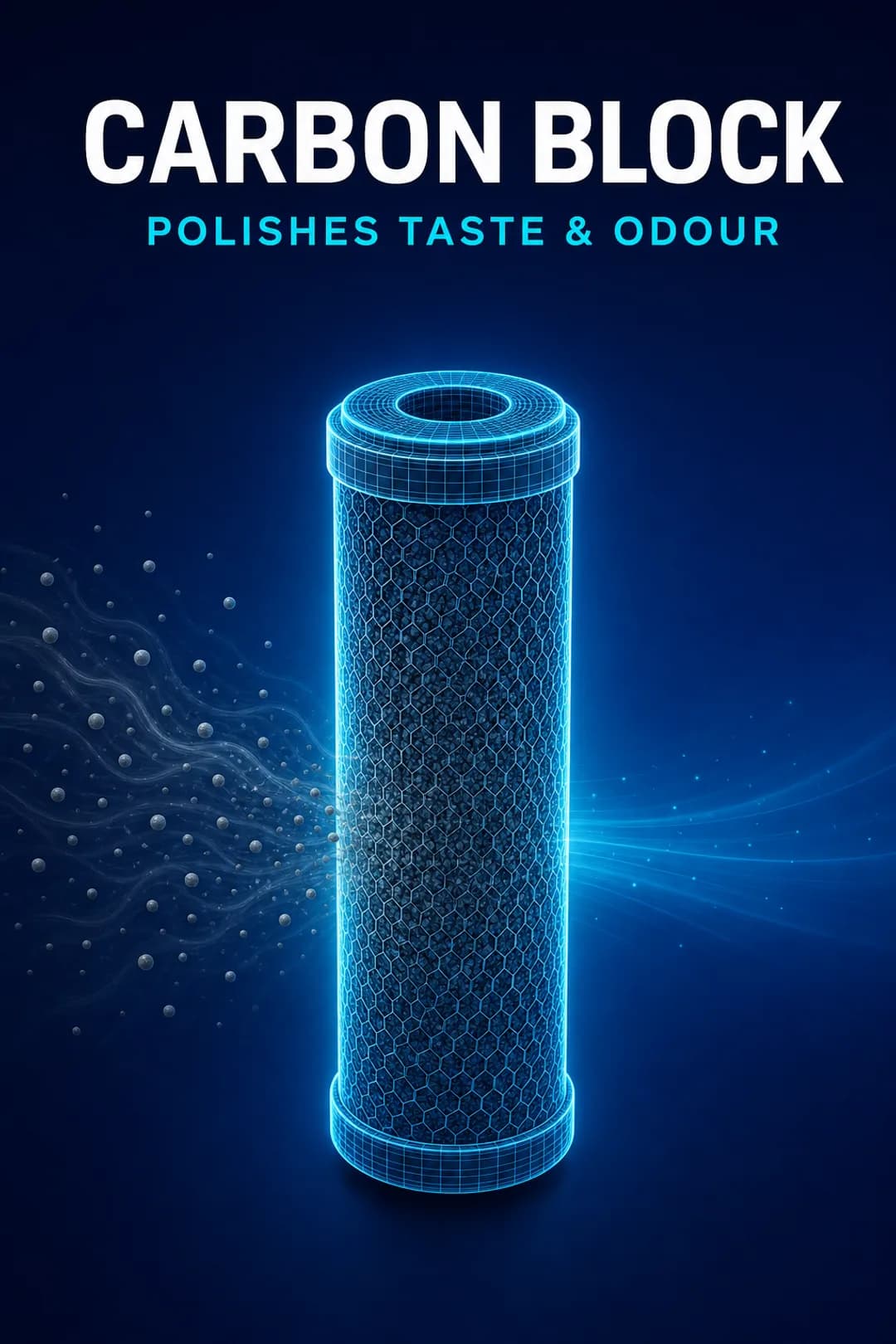 Carbon block (CTO) polishes taste and odour.