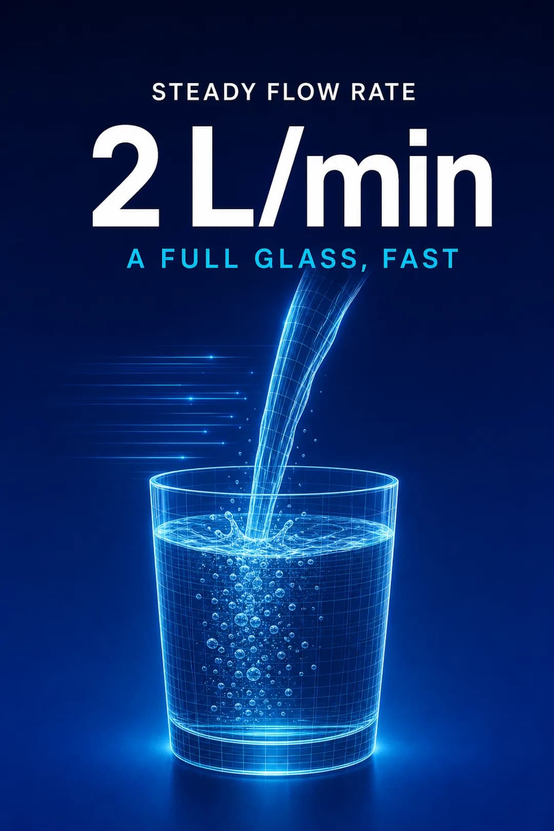 Steady 2 litres per minute flow.