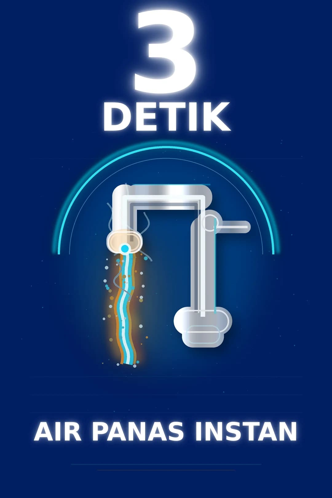 Air panas instan dalam tiga detik di keran.